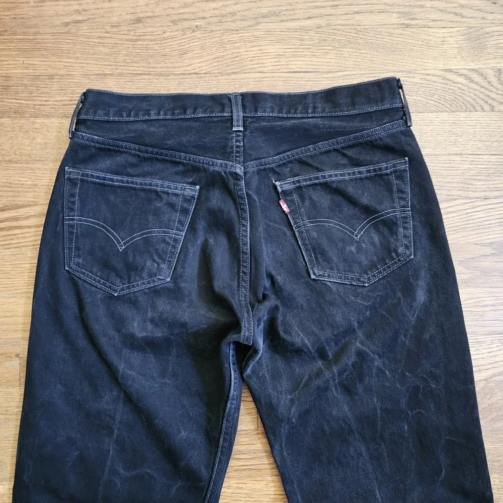 VTG Levis 501 Jeans Mens 34×32(32×32) Black Straight Button Fly Whiskers Y2K